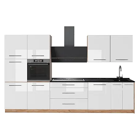 Küchenzeile Fame-Line 340 cm Weiß Hochglanz Art.-Nr. 64608