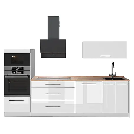 Küchenzeile Fame-Line 280 cm Weiß Hochglanz Art.-Nr. 64732