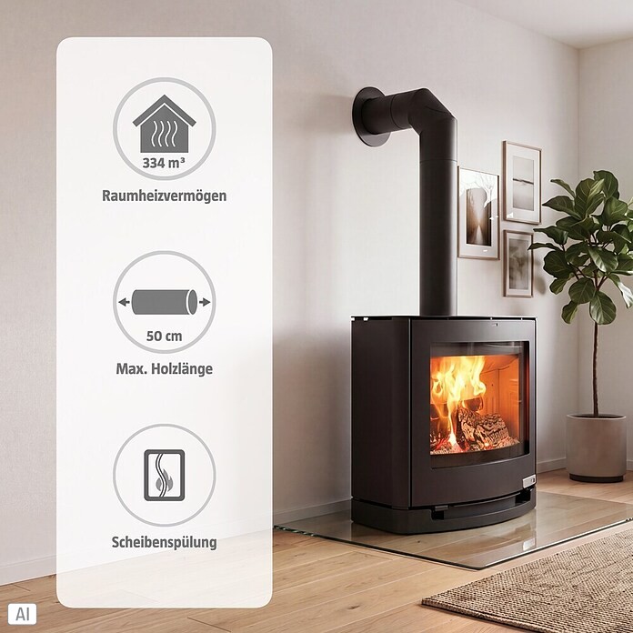 Aduro Kaminofen 15-3 (6,5 kW, Raumheizvermögen: 334 m³, Schwarz)
