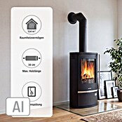 Justus Kaminofen Reno R (6 kW, Raumheizvermögen: 124 m³, Verkleidung: Stahl, Schwarz)