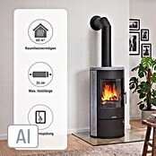Justus Kaminofen Austin 5 (5 kW, Raumheizvermögen: 88 m³, Verkleidung: Speckstein, Schwarz)