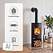 Aduro Kaminofen 1-4 (6 kW, Raumheizvermögen: 334 m³, Mit Holzfach, Schwarz)