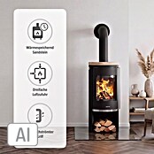 Justus Kaminofen Faro 2.0 (6 kW, Raumheizvermögen: 124 m³, Material Abdeckung: Sandstein, Schwarz)