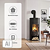 Justus Usedom 5 Kaminofen Usedom W+ 2.0 (5,5 kW, Raumheizvermögen: 88 m³, Material Verkleidung: Stahl, Schwarz) | BAUHAUS