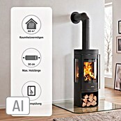 Justus Kaminofen Mino Trios 2.0 (5 kW, Raumheizvermögen: 88 m³, Material Abdeckung: Stahl, Schwarz)