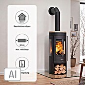 Justus Kaminofen Mino Trios 2.0 (5 kW, Raumheizvermögen: 88 m³, Material Abdeckung: Sandstein, Schwarz)