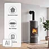 Justus Kaminofen Faro W+ 2.0 (7 kW, Raumheizvermögen: 144 m³, Verkleidung: Speckstein, Schwarz)