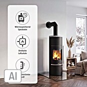 Justus Kaminofen Faro W+ 2.0 (7 kW, Raumheizvermögen: 144 m³, Material Abdeckung: Speckstein, Schwarz)