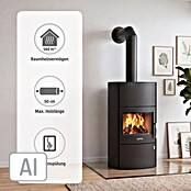 Justus Kaminofen Agero W+ (7 kW, Raumheizvermögen: 144 m³, Verkleidung: Stahl, Schwarz)