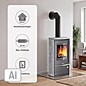 Justus Kaminofen Reno R (6 kW, Raumheizvermögen: 124 m³, Verkleidung: Speckstein, Gussgrau)