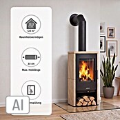 Justus Kaminofen Reno R (6 kW, Raumheizvermögen: 124 m³, Verkleidung: Sandstein, Schwarz)