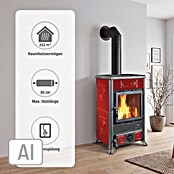 La Nordica Kaminofen Rosella R1 (8,8 kW, Raumheizvermögen: 252 m³, Verkleidung: Keramik, Schwarz/Bordeaux)