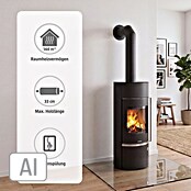 Justus Kaminofen Faro W+ 2.0 (7 kW, Raumheizvermögen: 144 m³, Material Abdeckung: Stahl, Schwarz)