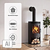 Justus Kaminofen Baltrum D 2.0 (5,5 kW, Raumheizvermögen: 88 m³, Material Verkleidung: Stahl, Schwarz) | BAUHAUS