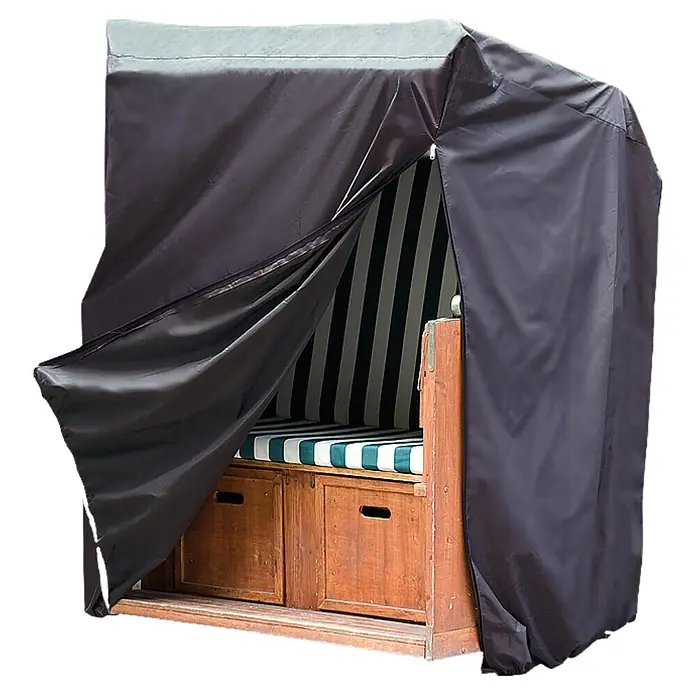 Sunfun Strandkorb-Schutzhülle - L x B x H: 155 x 105 x 170 cm, Polyester, 160 g/m², Schwarz - Diagonale Ansicht