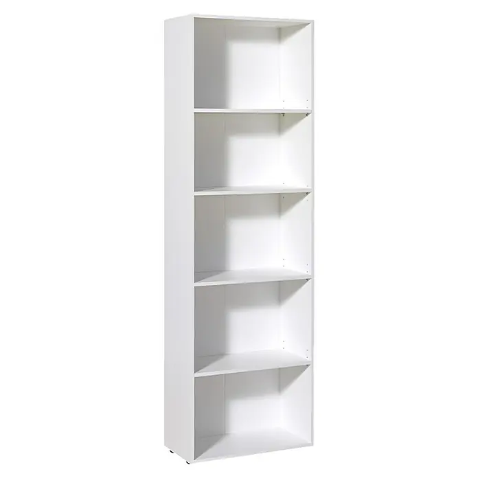 Regalux Holzregal Trio - H x B x T: 192 x 60 x 30,4 cm, Traglast pro Boden: 5 kg, Anzahl Böden: 4 Stk., Schrauben, Weiß - Ein schlichtes, weißes Bücherregal mit fünf offenen Fächern, ideal für Bücher, Dekorationen oder Aufbewahrungsboxen, bietet viel Stauraum.