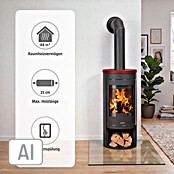 Justus Kaminofen Mino 2.0 (5 kW, Raumheizvermögen: 88 m³, Material Abdeckung: Keramik, Schwarz/Bordeaux)