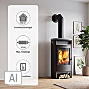 Fireplace Kaminofen (6 kW, Raumheizvermögen: 108 m³, Verkleidung: Stahl, Schwarz)