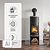 Justus Kaminofen Faro W+ 2.0 (7 kW, Raumheizvermögen: 144 m³, Verkleidung: Speckstein, Schwarz)