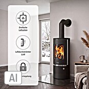 Justus Kaminofen Faro Top 2.0 (6 kW, Raumheizvermögen: 124 m³, Material Abdeckung: Stahl, Schwarz)
