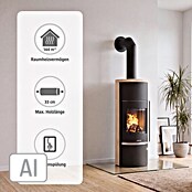 Justus Kaminofen Faro W+ 2.0 (7 kW, Raumheizvermögen: 144 m³, Verkleidung: Sandstein, Schwarz)