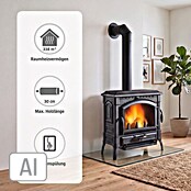 La Nordica Kaminofen Isotta Evo (11,9 kW, Raumheizvermögen: 338 m³, Mit Kochplatte, Schwarz)