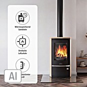 Justus Kaminofen Reno R (6 kW, Raumheizvermögen: 124 m³, Verkleidung: Sandstein, Schwarz)