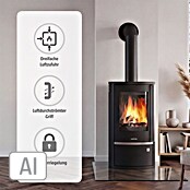 Justus Kaminofen Reno R (6 kW, Raumheizvermögen: 124 m³, Verkleidung: Stahl, Schwarz)