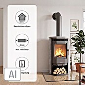 Justus Kaminofen Usedom 5 II (5 kW, Raumheizvermögen: 88 m³, Verkleidung: Speckstein, Gussgrau)