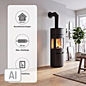 Aduro Kaminofen 9-7 (6 kW, Raumheizvermögen: 334 m³, Mit Holzfach, Schwarz)
