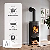 Justus Kaminofen Faro 2.0 (6 kW, Raumheizvermögen: 124 m³, Material Abdeckung: Stahl, Schwarz)