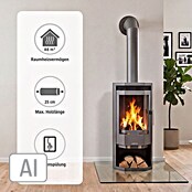 Justus Kaminofen Usedom 5 II (5 kW, Raumheizvermögen: 88 m³, Verkleidung: Stahl, Gussgrau)