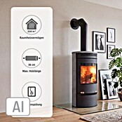 Aduro Kaminofen 1-1 SK (6 kW, Raumheizvermögen: 334 m³, Verkleidung: Speckstein, Schwarz)