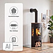 Justus Kaminofen Mino Trios 2.0 (5 kW, Raumheizvermögen: 88 m³, Material Abdeckung: Keramik, Schwarz/Braun)
