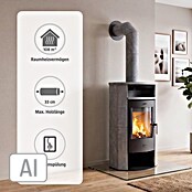 Fireplace Kaminofen Malta (6 kW, Raumheizvermögen: 108 m³, Verkleidung: Speckstein, Gussgrau)