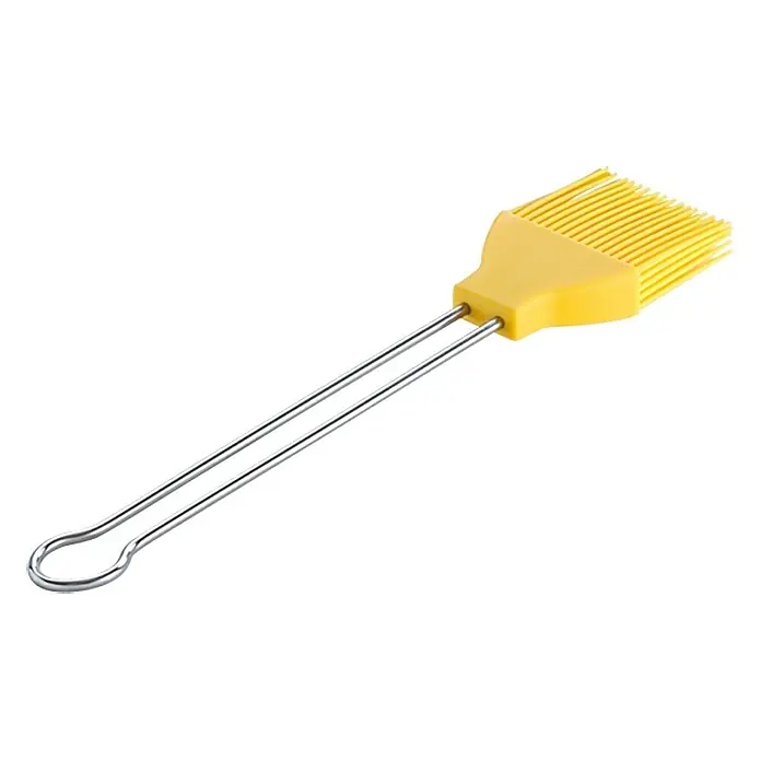 LotusGrill Grillbesteck - Silikon, Gelb - Gelber Silikon-Backpinsel mit Edelstahlgriff zum Auftragen von Marinaden und Glasuren.