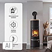 Justus Kaminofen Faro W+ 2.0 (7 kW, Raumheizvermögen: 144 m³, Verkleidung: Sandstein, Schwarz)