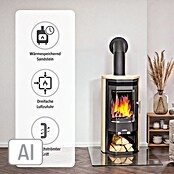 Justus Kaminofen Usedom 5 II (5 kW, Raumheizvermögen: 88 m³, Verkleidung: Sandstein, Schwarz)