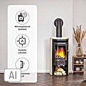 Justus Kaminofen Usedom 5 II (5 kW, Raumheizvermögen: 88 m³, Verkleidung: Sandstein, Schwarz)