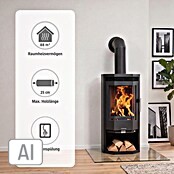 Justus Kaminofen (5 kW, Raumheizvermögen: 88 m³, Verkleidung: Stahl, Schwarz)