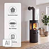 Aduro Kaminofen 9-5 (6 kW, Raumheizvermögen: 334 m³, Mit Holzfach, Schwarz)