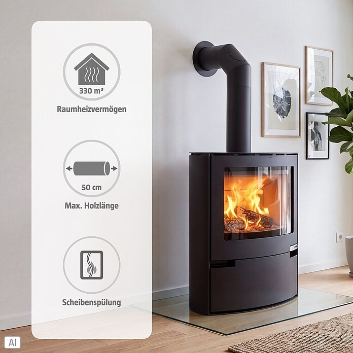 Aduro Kaminofen 15 (6,5 kW, Raumheizvermögen: 350 m³, Schwarz)