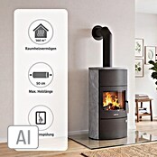 Justus Kaminofen Agero W+ (7 kW, Raumheizvermögen: 144 m³, Verkleidung: Speckstein, Schwarz)
