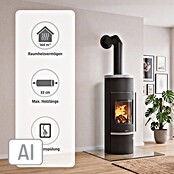 Justus Kaminofen Faro W+ 2.0 (7 kW, Raumheizvermögen: 144 m³, Material Abdeckung: Speckstein, Schwarz)