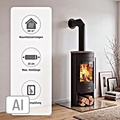 Justus Kaminofen Mino 2.0 (5 kW, Raumheizvermögen: 88 m³, Material Abdeckung: Keramik, Schwarz/Braun)