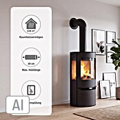 Aduro Kaminofen 9 (6 kW, Raumheizvermögen: 334 m³, Mit Holzfach, Schwarz)
