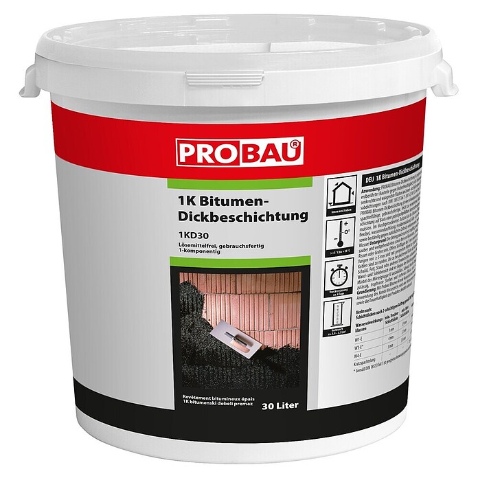 Probau Bitumen-Dickbeschichtung (30 l, Lösemittelfrei, Gebrauchsfertig)