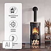 Justus Kaminofen Mino Trios 2.0 (5 kW, Raumheizvermögen: 88 m³, Material Abdeckung: Sandstein, Schwarz)