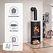 Justus Kaminofen Faro 2.0 (6 kW, Raumheizvermögen: 124 m³, Material Abdeckung: Sandstein, Schwarz)