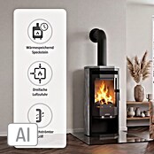 Justus Kaminofen Usedom 5 II (5 kW, Raumheizvermögen: 88 m³, Verkleidung: Speckstein, Schwarz)